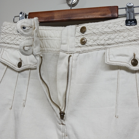 Free People Denim Mini Skirt Women Size 8 Off White Hemp Cotton Blend Casual - Picture 3 of 7
